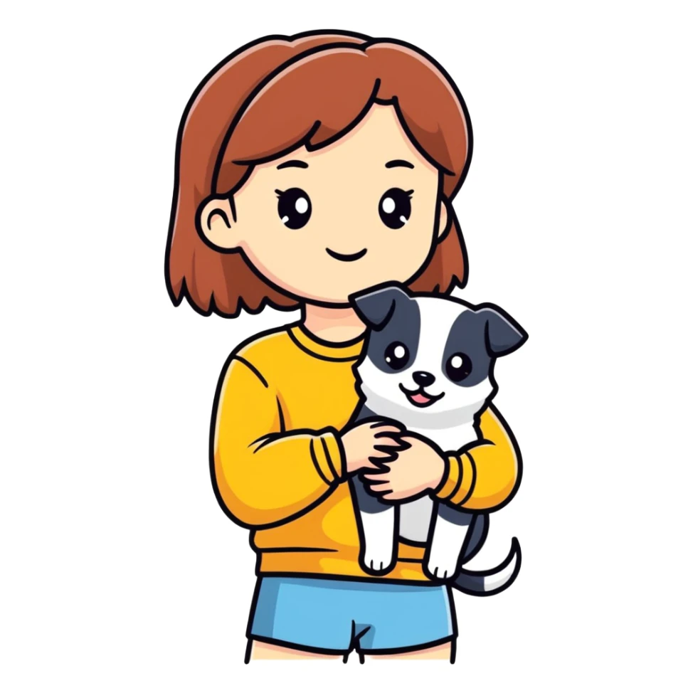 Funny girl having a dog baby sticker