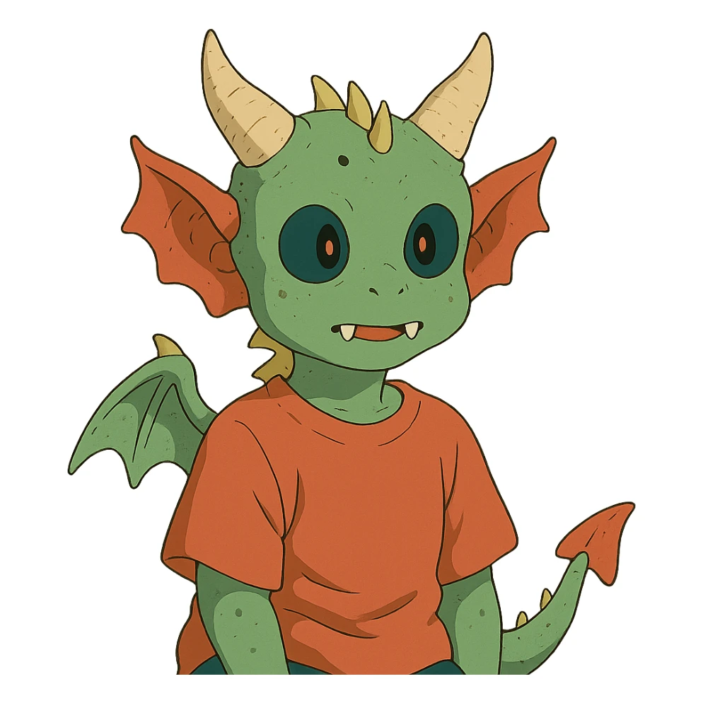 kid with features that are 20% dragon, 60% alien, and 20% demon sticker