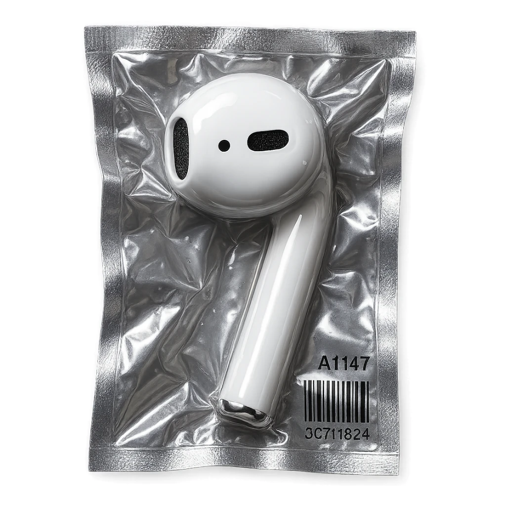 single white EarPod, glossy and puffy sticker
