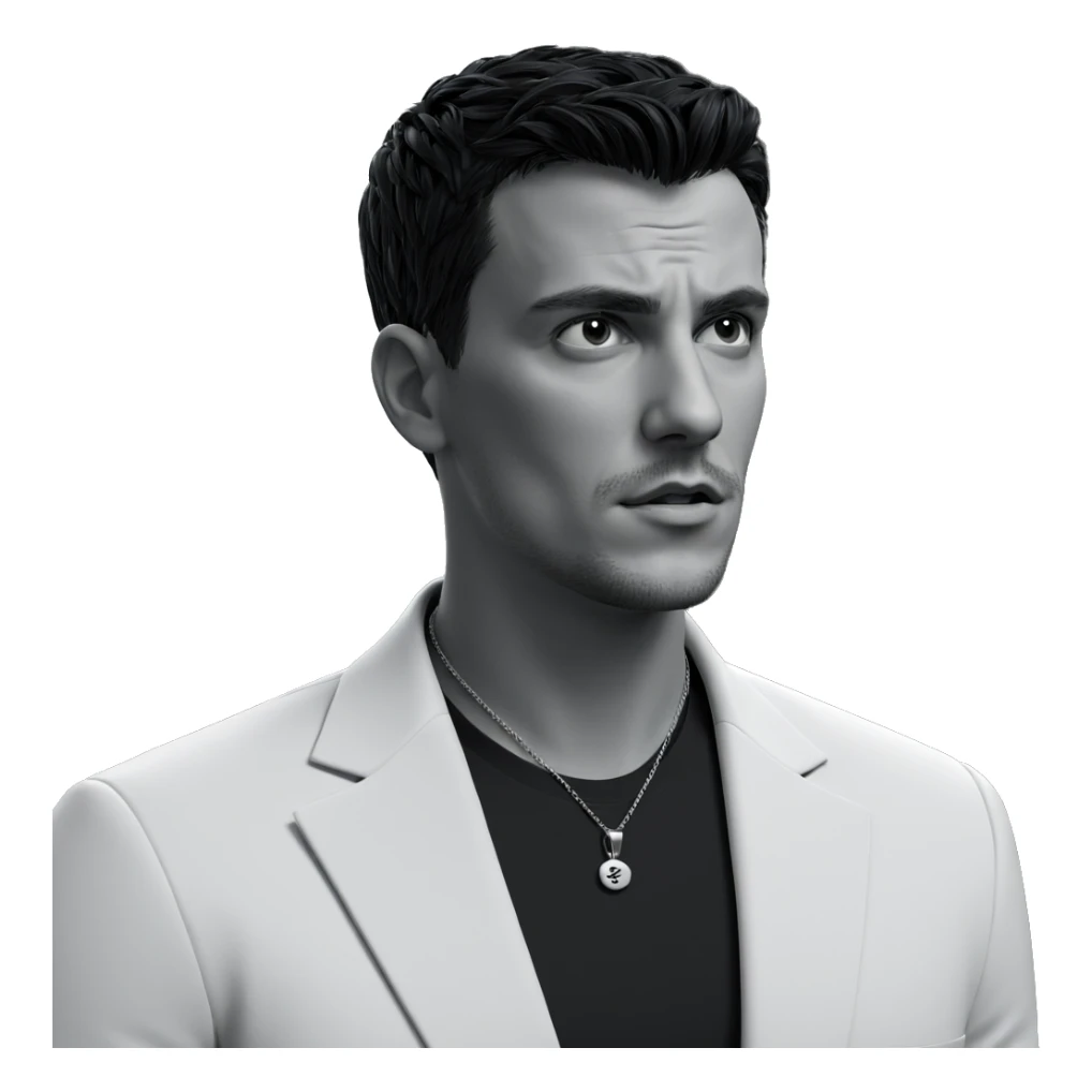 monochrome look with necklace sticker