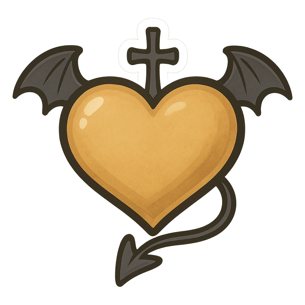 gold goth heart, remove background sticker
