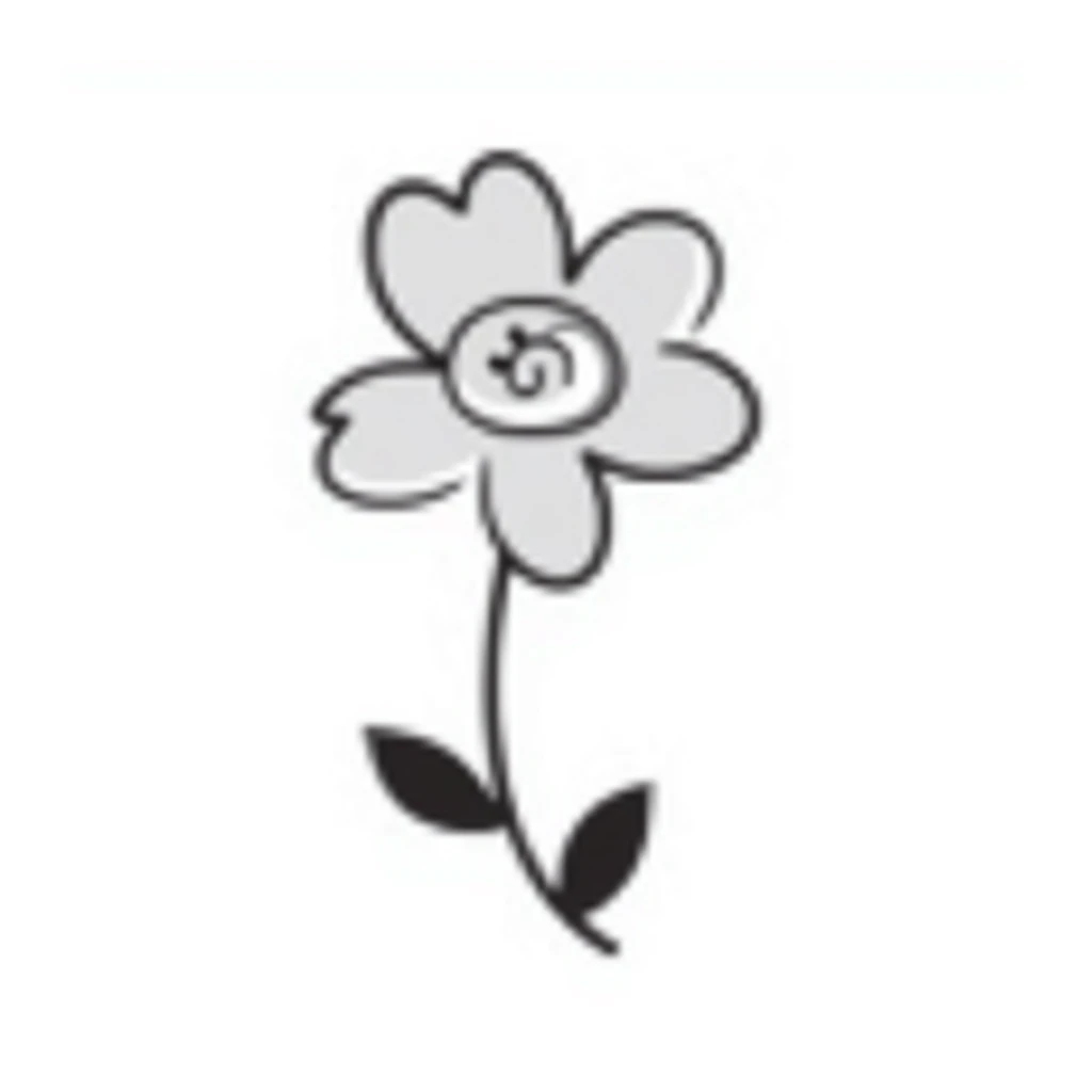 hand-drawn doodle of a flower with simple black lines sticker
