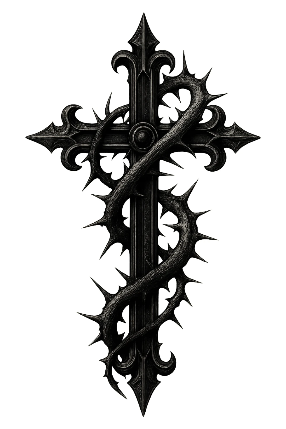 gothic style goth cross with thorns sticker