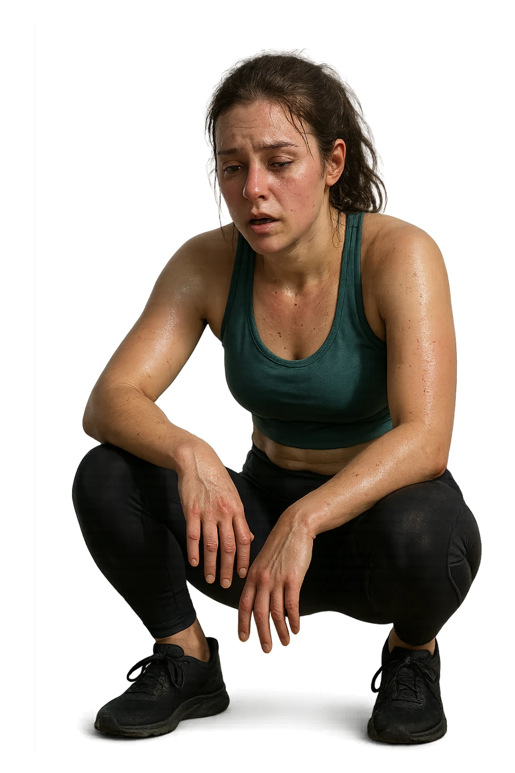 donna molto stanca dopo il workout immagine realistica in 3d sticker