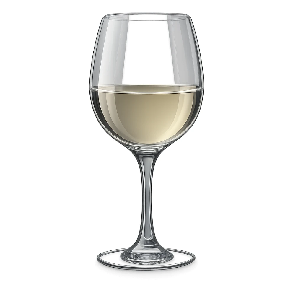 Create a simple and luxurious wine glass icon with a real glass feel, transparent background. The style should convey elegance and realism, focusing on the delicate and clear glass texture, inspired by the referenced wine glass images. sticker