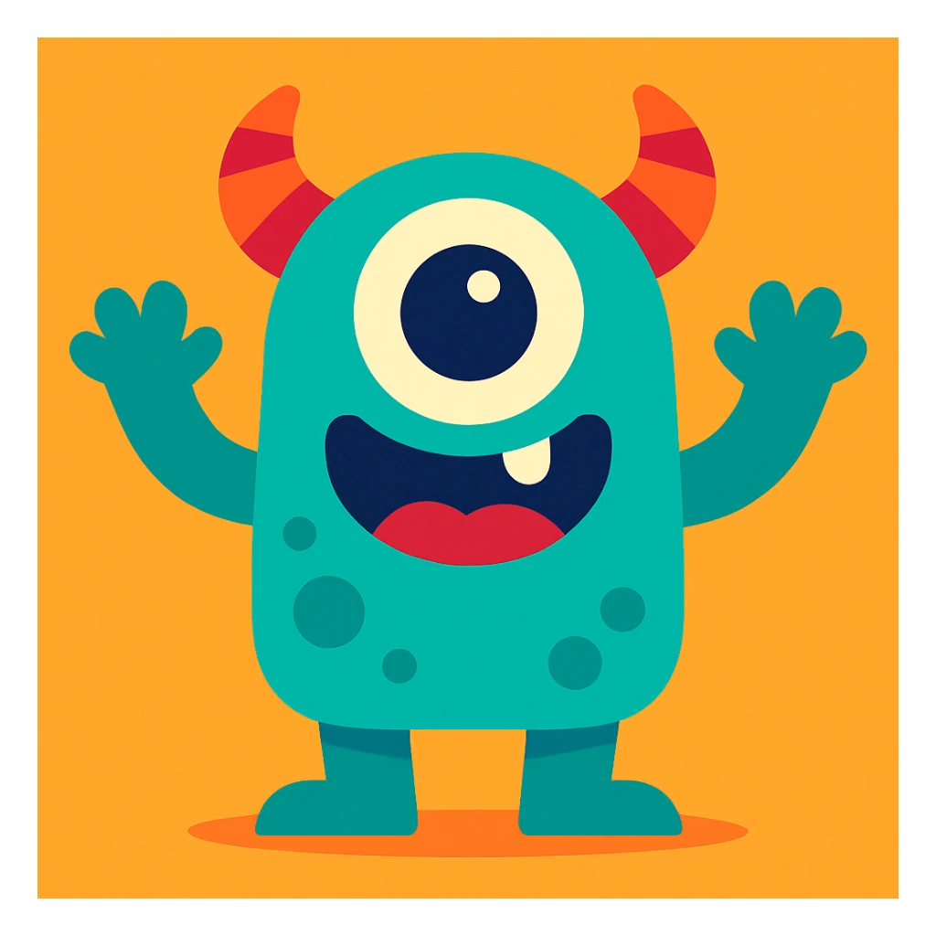 cartoon monster with one eye, vibrant colors, playful style sticker