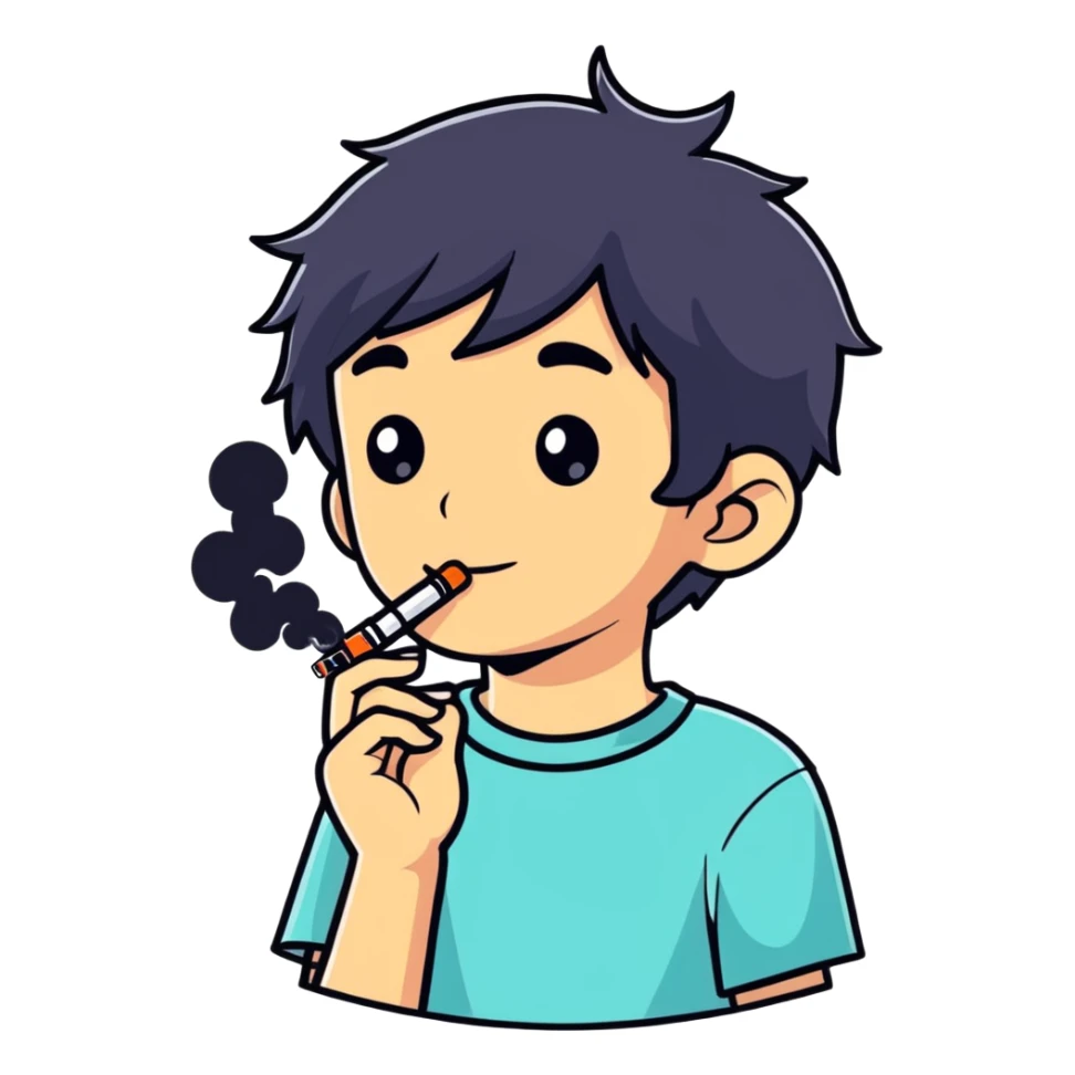 un niño cani fumando vapper sticker