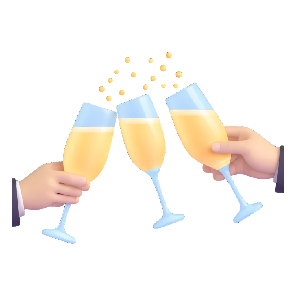 cheers gesture with champagne flutes sticker