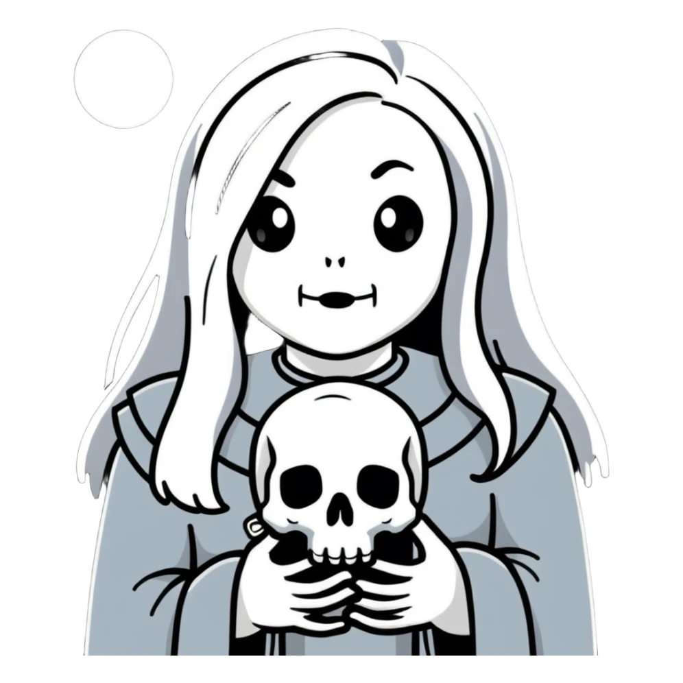 black and white ghost like Phoebe Bridgers Punisher album sticker