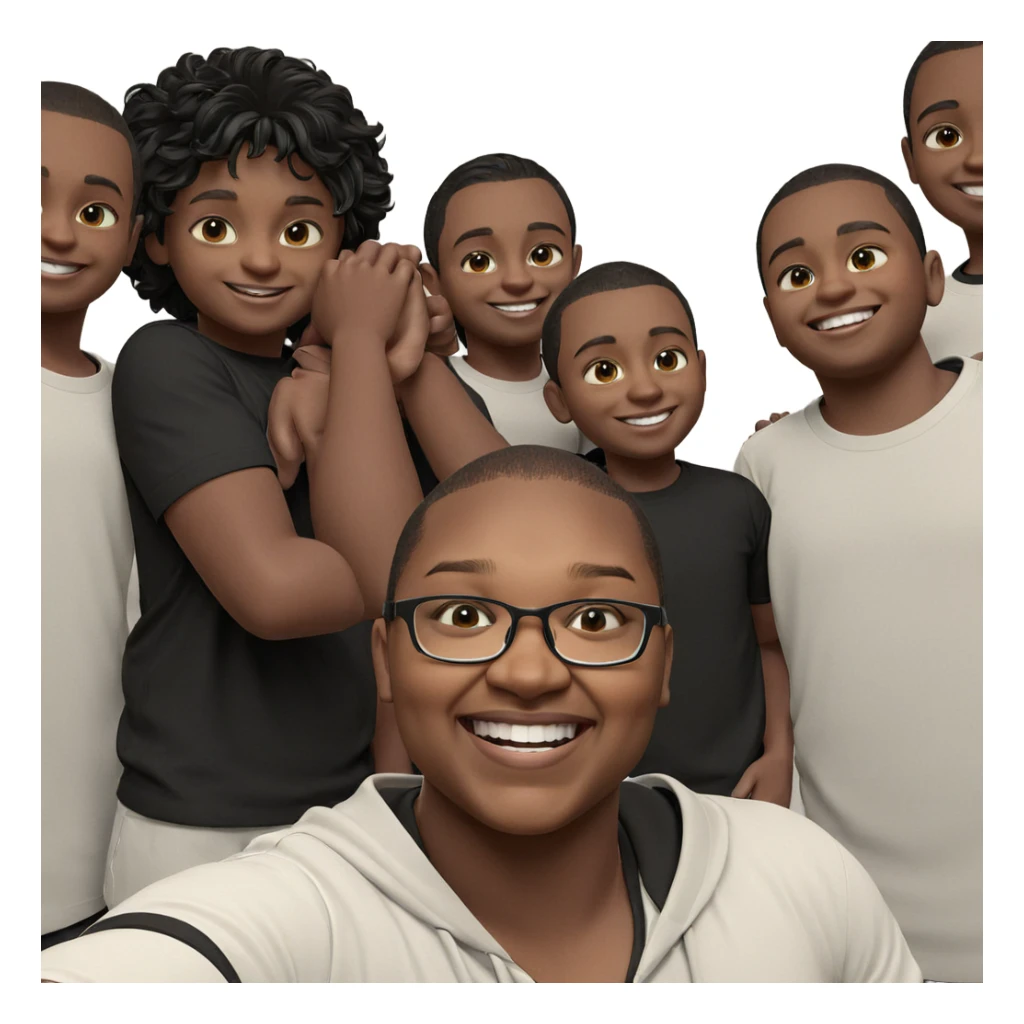 smiling boys in black shirts sticker