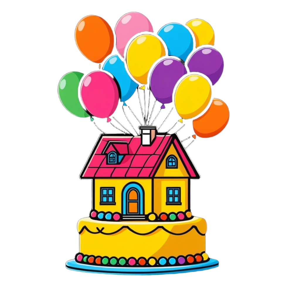 Up movie house cake for birthday  sticker