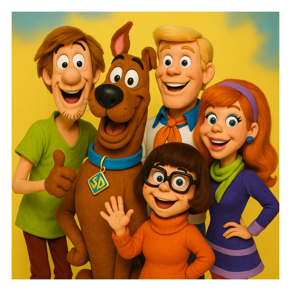 scooby doo sous forme des marionnette style minikeums la célèbre émission française

 sticker