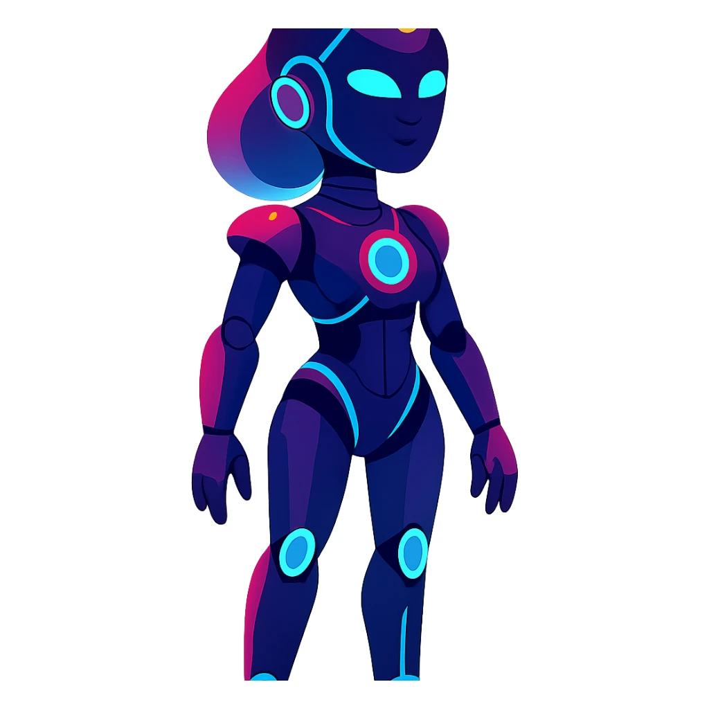 futuristic female android, glowing accents, sleek design, tasteful, no nudity sticker