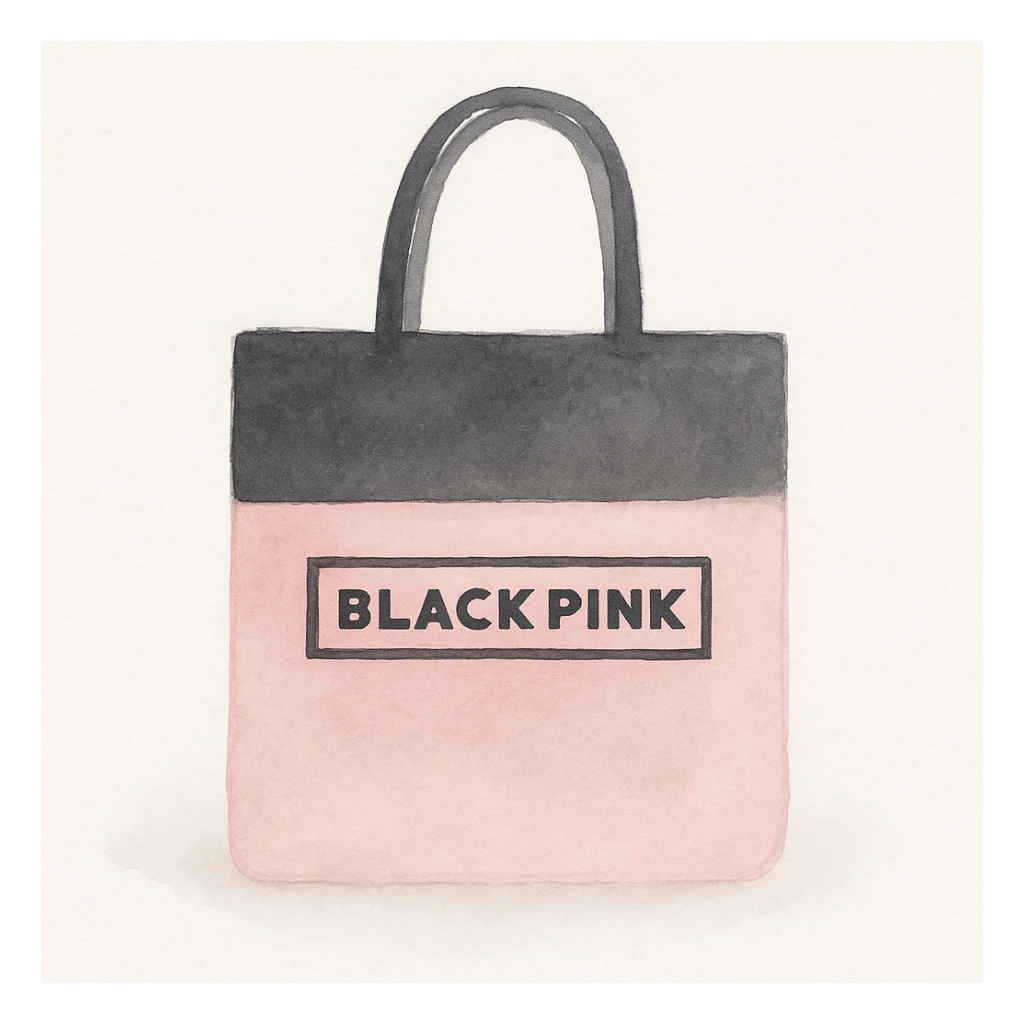 BLACKPINK-inspired object, black and pink colors, soft artistic watercolor effect, watercolor style sticker