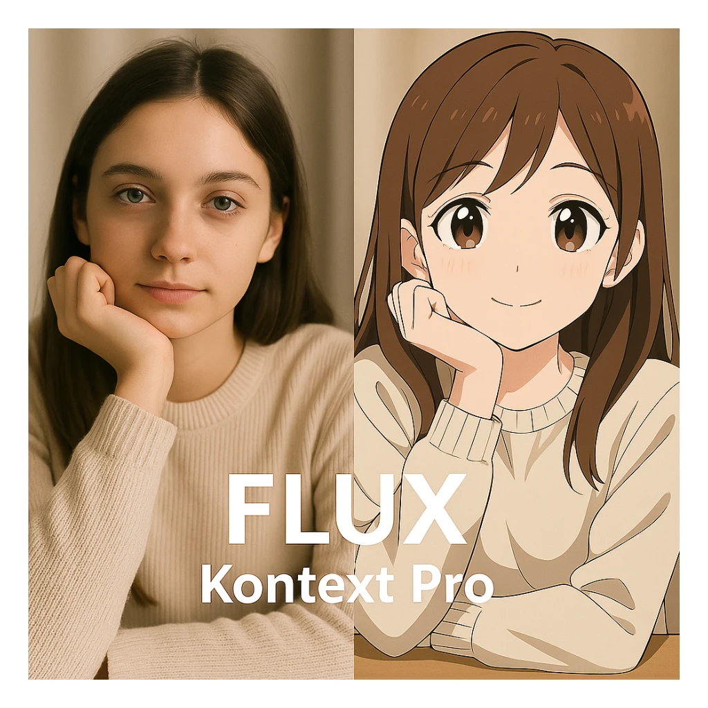 replace the logo with the text of "FLUX kontext pro" without black background just text, keep everything else same sticker