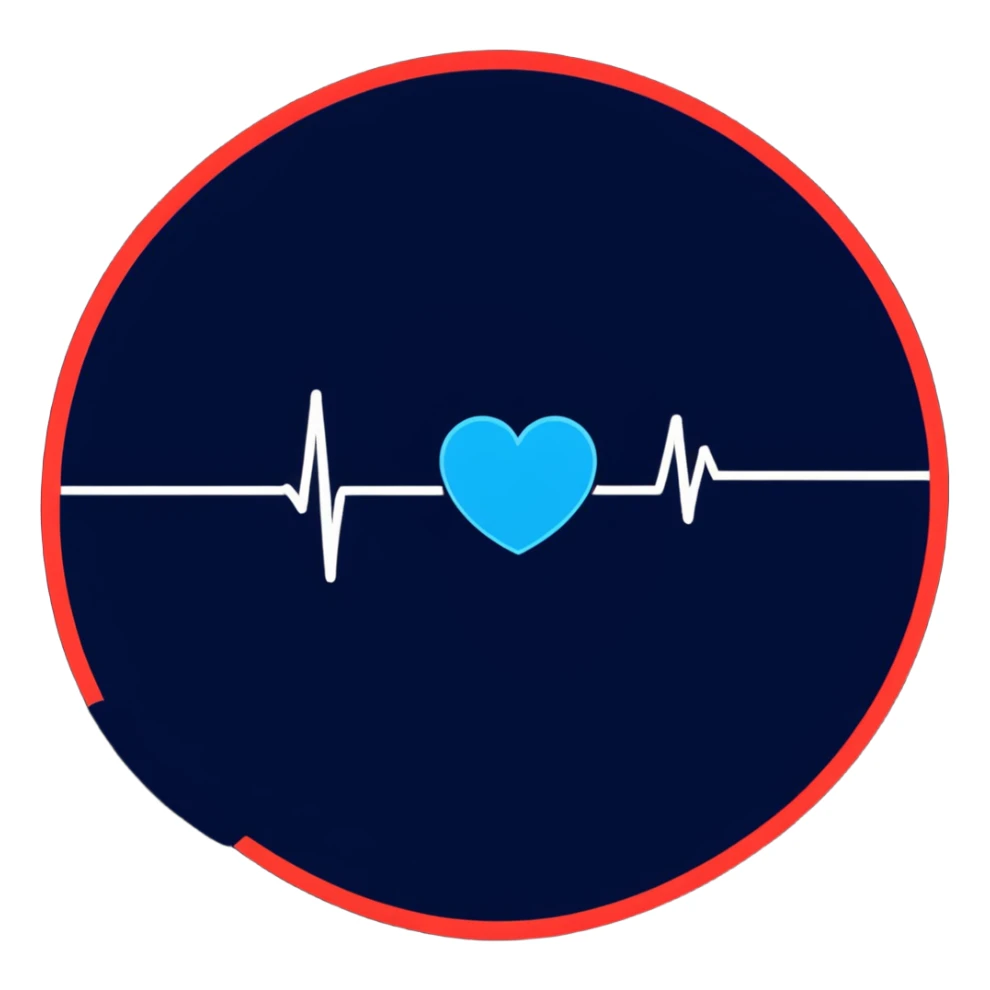 heart with blue and red heartbeat ECG line sticker