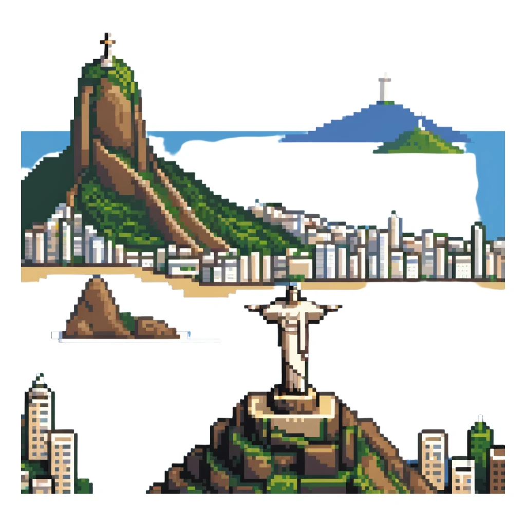 Christ the Redeemer statue in Rio de Janeiro with Rio cityscape in background sticker