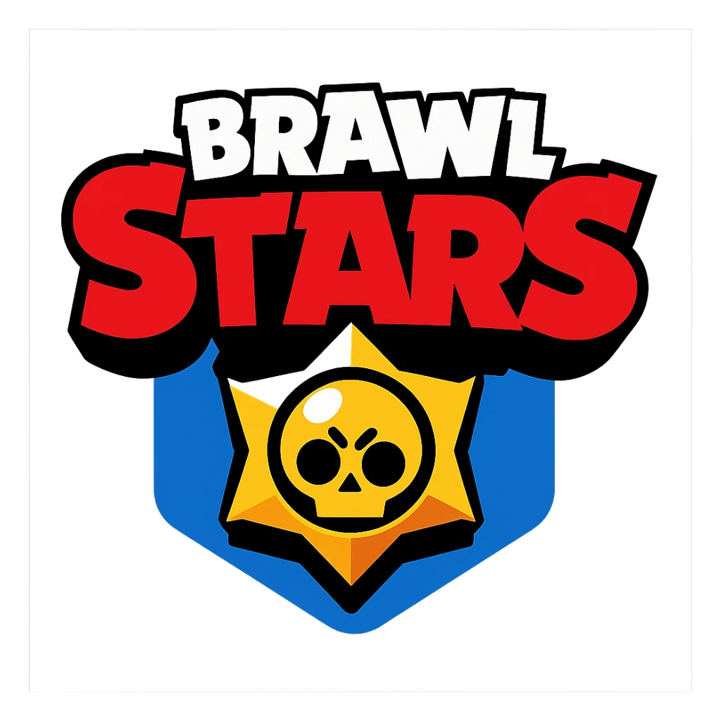 Brawl Stars logo, bold and colorful, cartoon style sticker