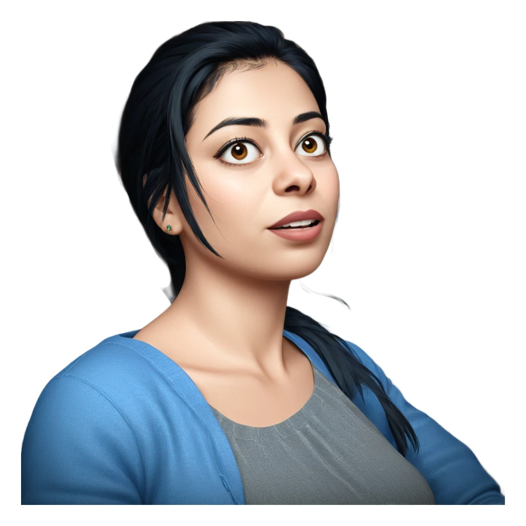 realistic portrait of black-haired girl sticker