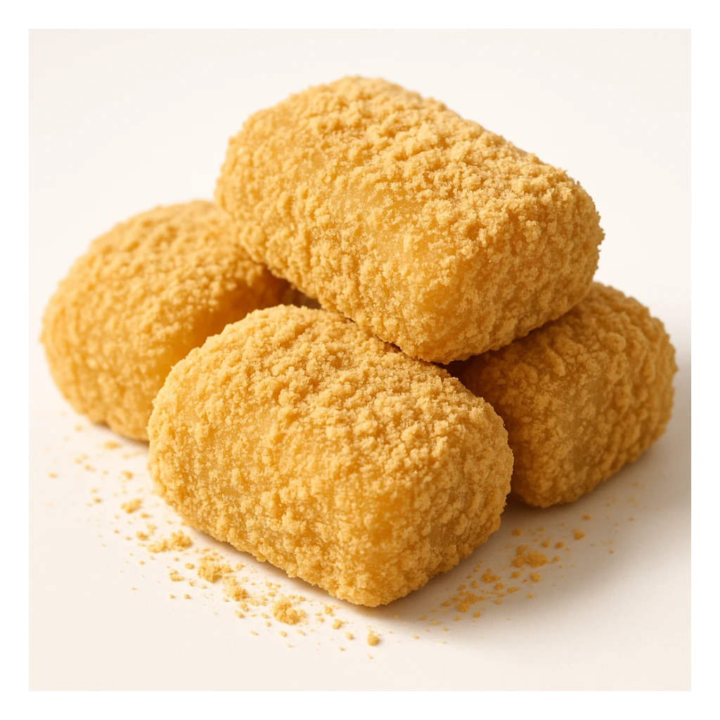 injeolmi rice cakes covered in roasted soybean powder, soft and chewy texture, close-up, isolated on white background, warm natural lighting sticker