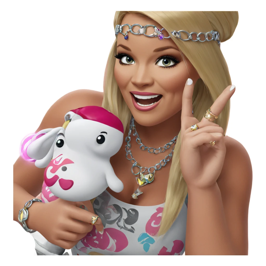 blonde girl with jewelry sticker