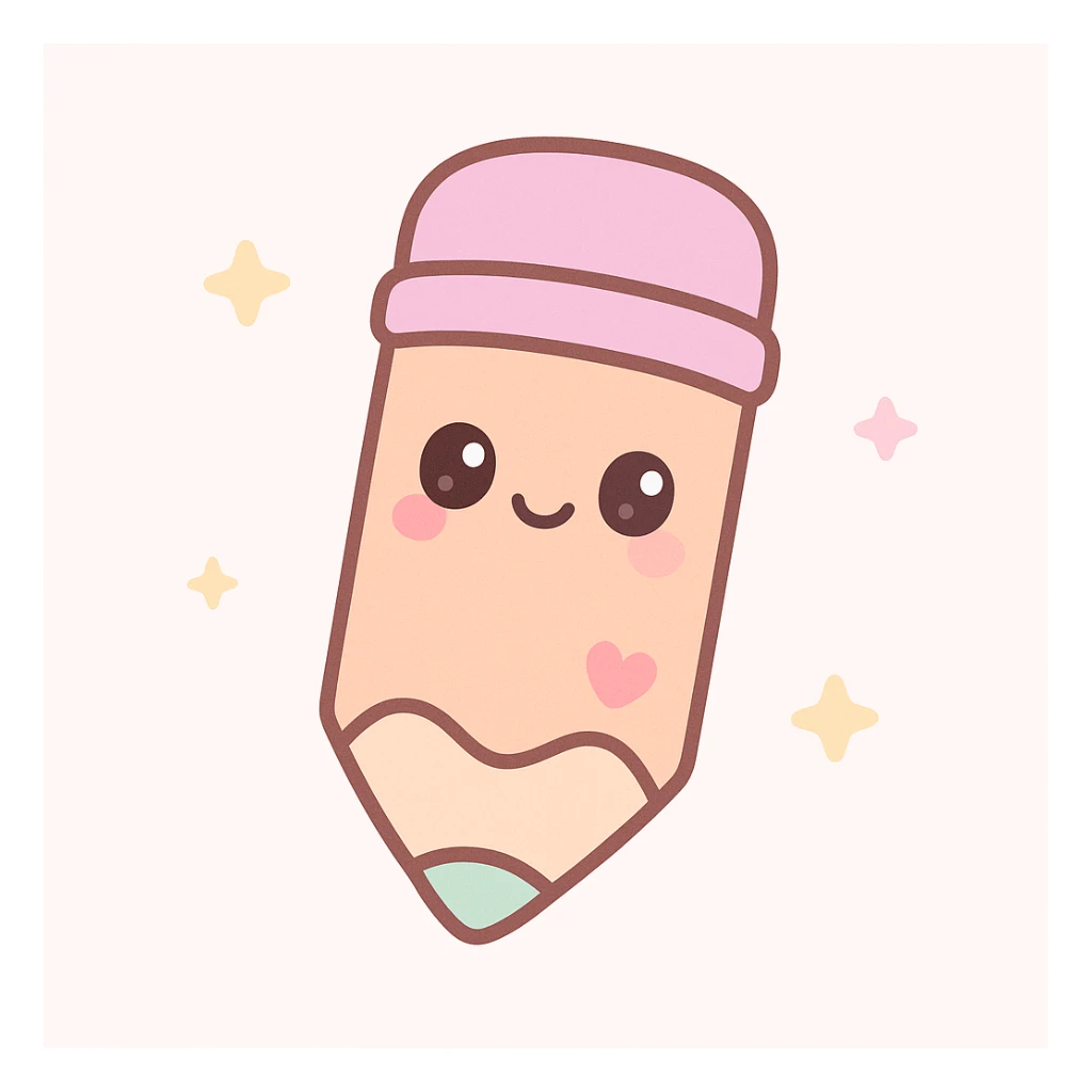 cute style illustration of a pencil, school supplies sticker