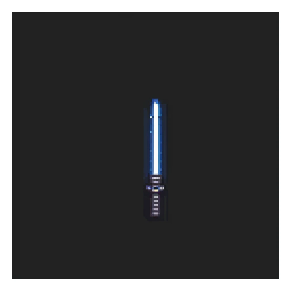 pixel art of a lightsaber with the words 'Hello there' sticker