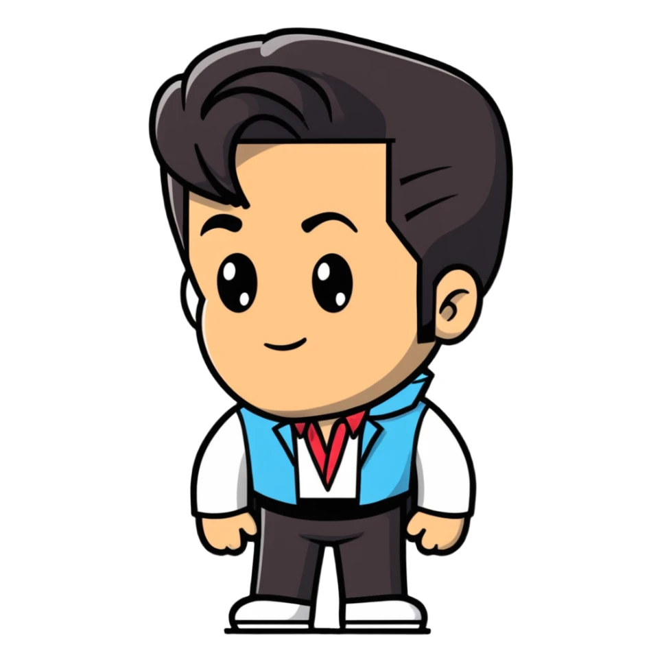 Elvis Presley with his signature look, portrait from chest up sticker