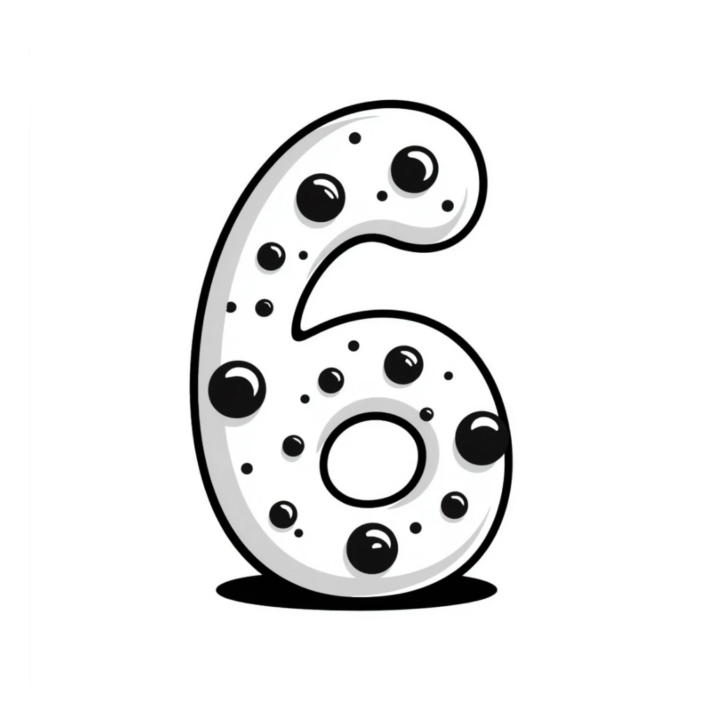 Handdrawn number six with pearl accents sticker