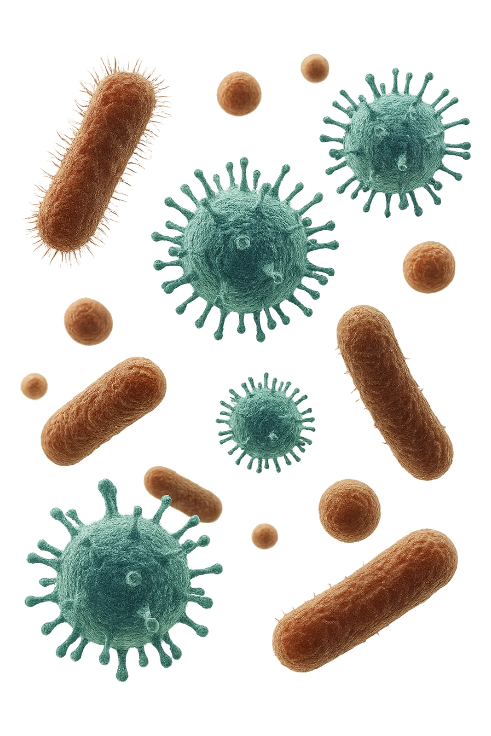 batteri intestinali e virus fluttuano in aria, iperrealistico 4k sticker