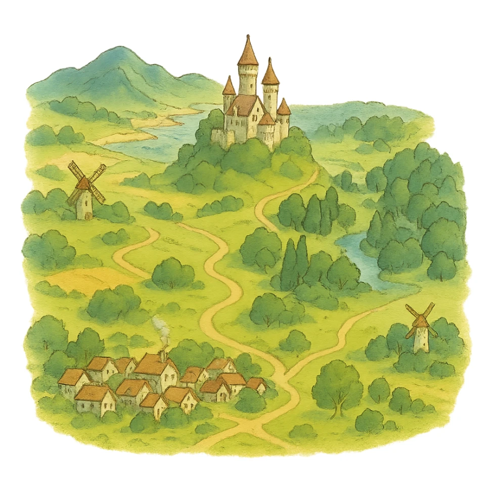 soft colors illustrated map sticker