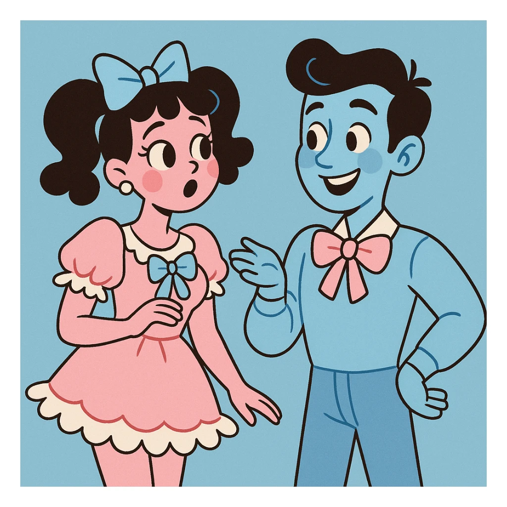 coquette style, frilly details, pastel blue and pink, sweet and charming, vintage-inspired sticker