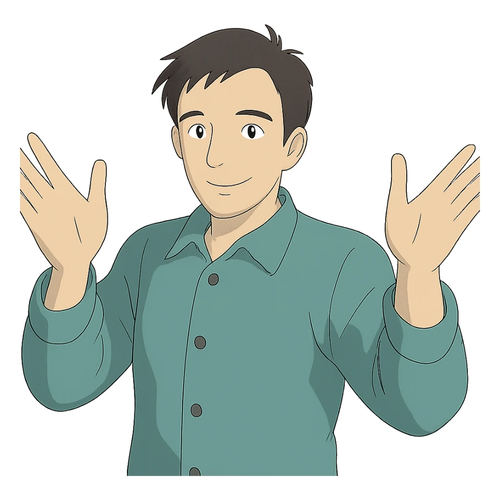 Give the man a different look in Ghibli style, with no background. sticker
