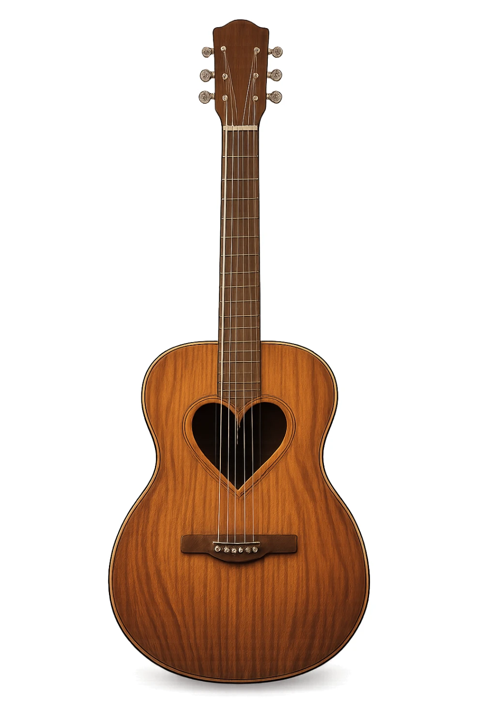 romantic guitar with heart-shaped sound hole sticker