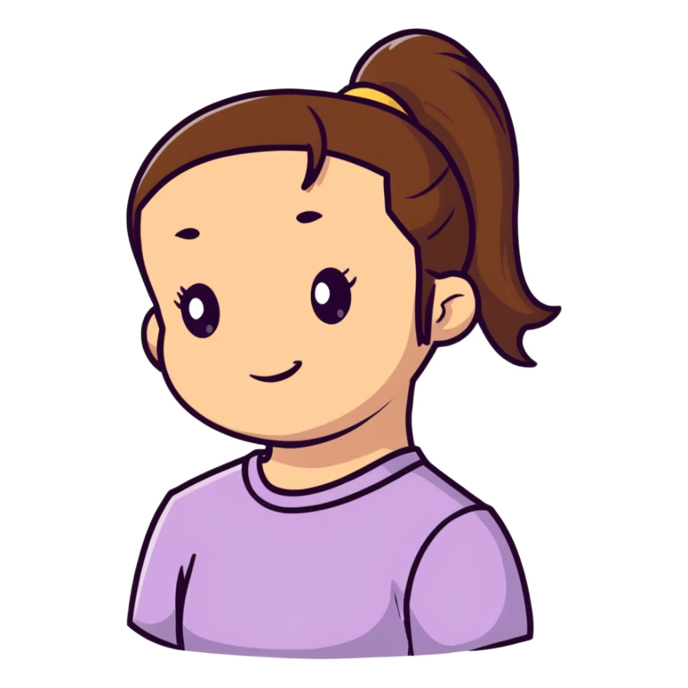 girl with brown hair and ponytail sticker