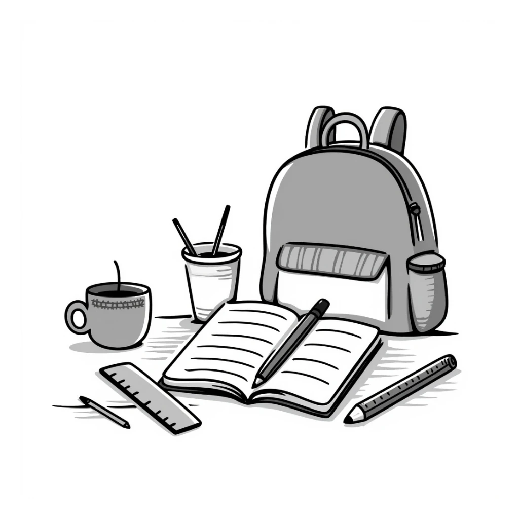 school supplies, hand drawn doodle style sticker