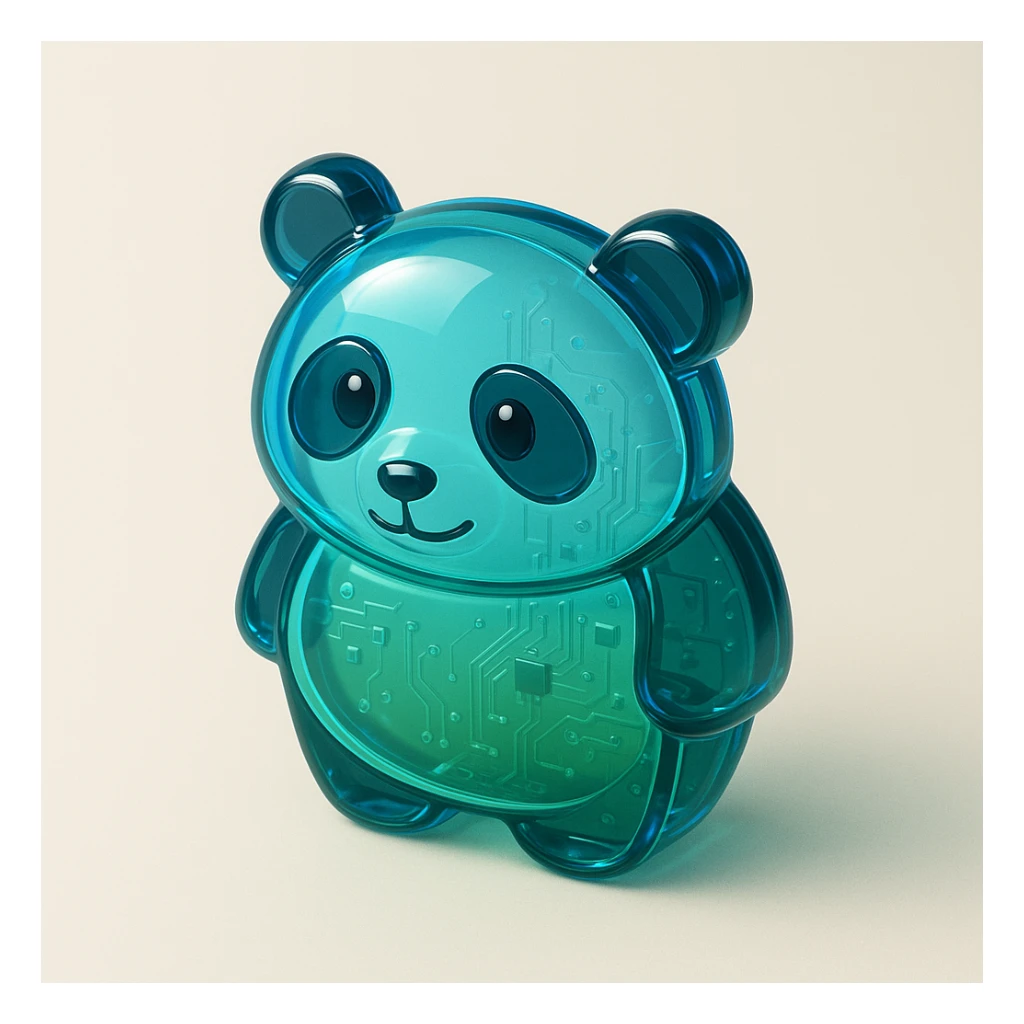 Windows Vista-inspired panda icon, glossy glass-like finish, soft lighting, blue-green color scheme, friendly modern look fitting seamlessly with Vista system icons sticker