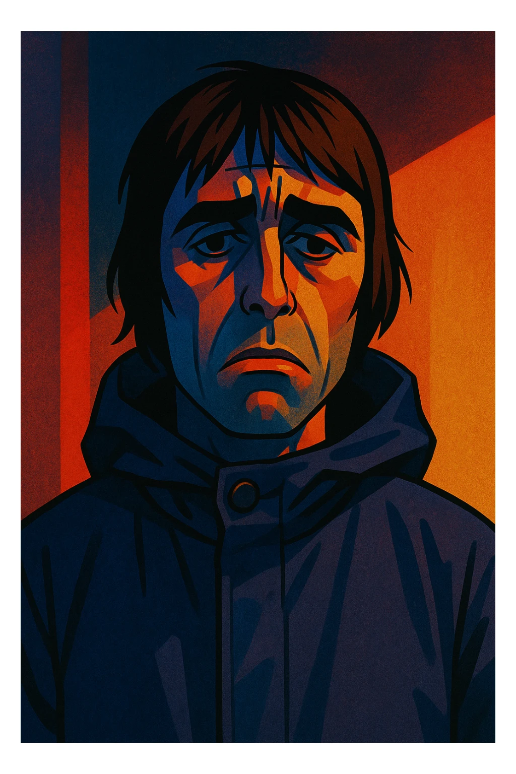 sad Liam Gallagher, moody lighting, expressive face, detailed and emotional sticker