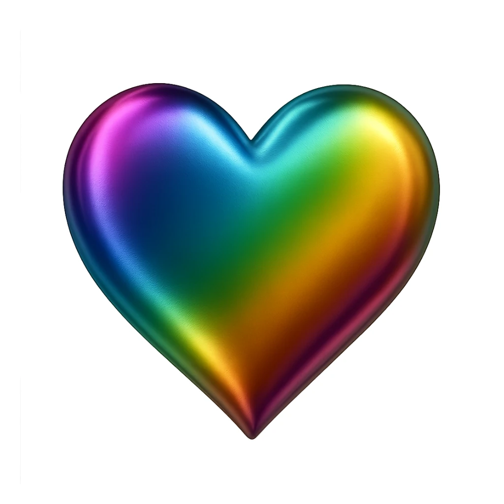 heart with a metallic rainbow sheen sticker