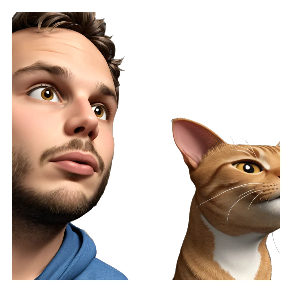 cat and bearded boy meme sticker