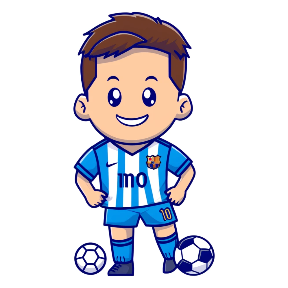 lionel messi smiling wearing a blue and white striped soccer jersey sticker