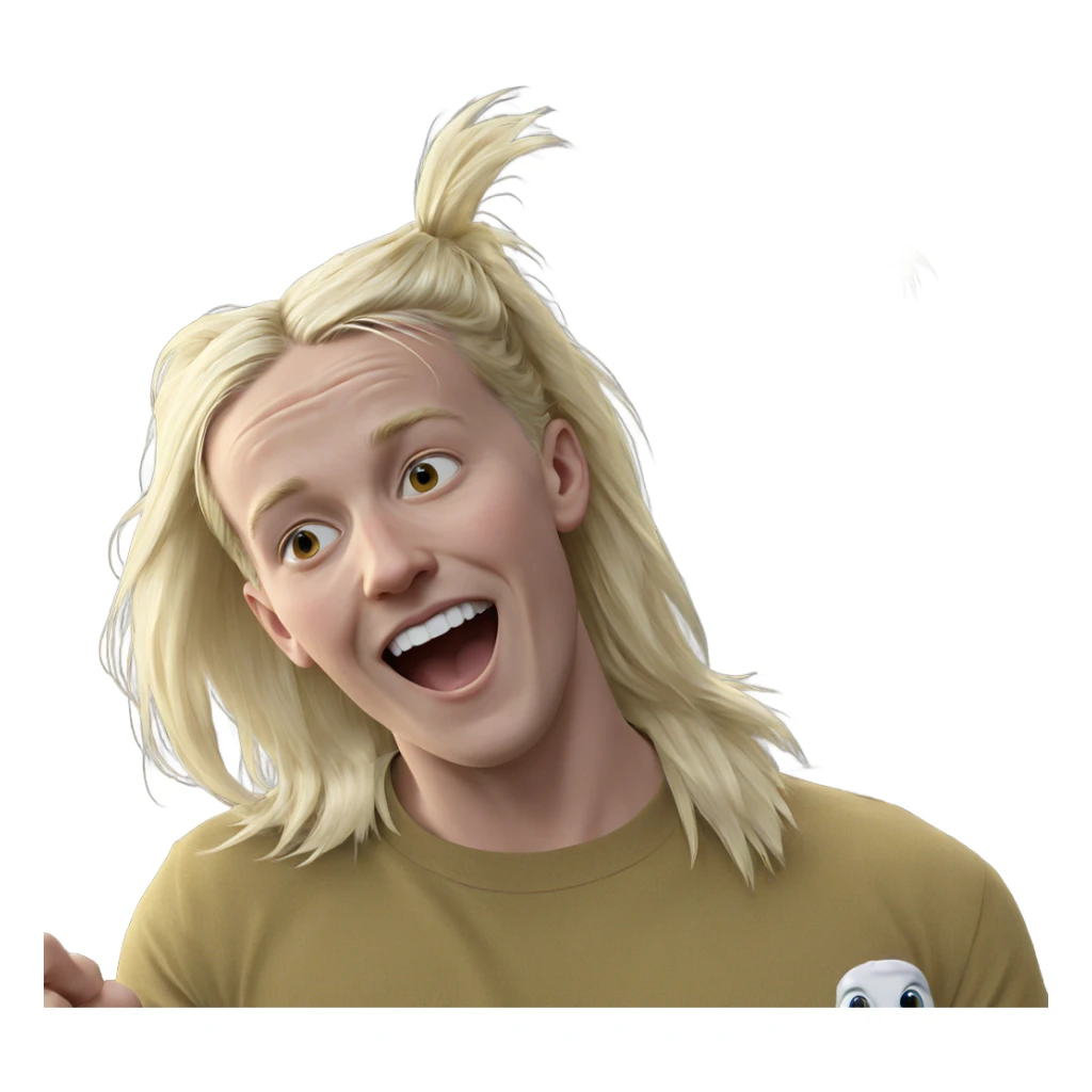 blonde boy in silly pose sticker