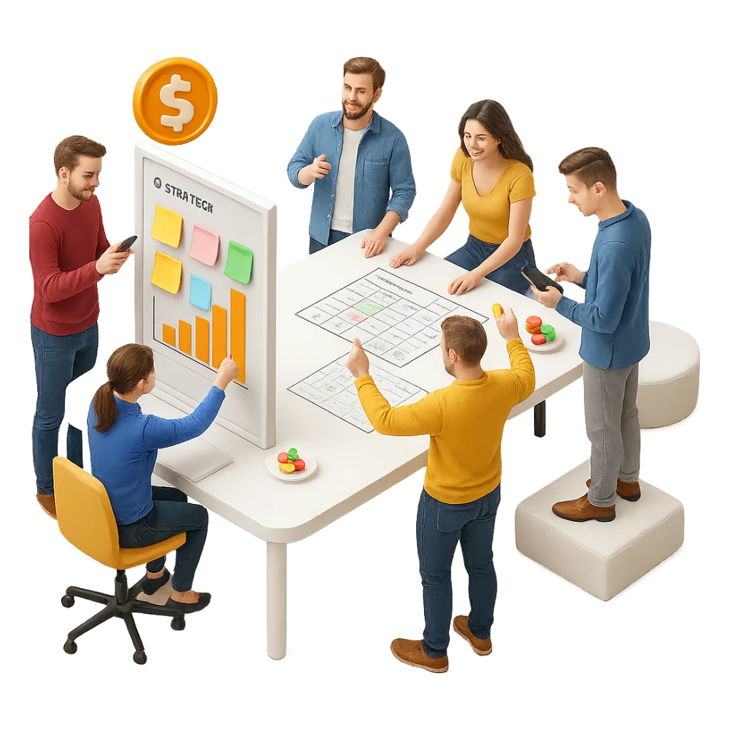 Add colorful sticky notes to the whiteboard in skeuomorphism style with a transparent background. The style should reflect skeuomorphism icon style with realistic shading and depth, maintaining the transparent background as requested. sticker