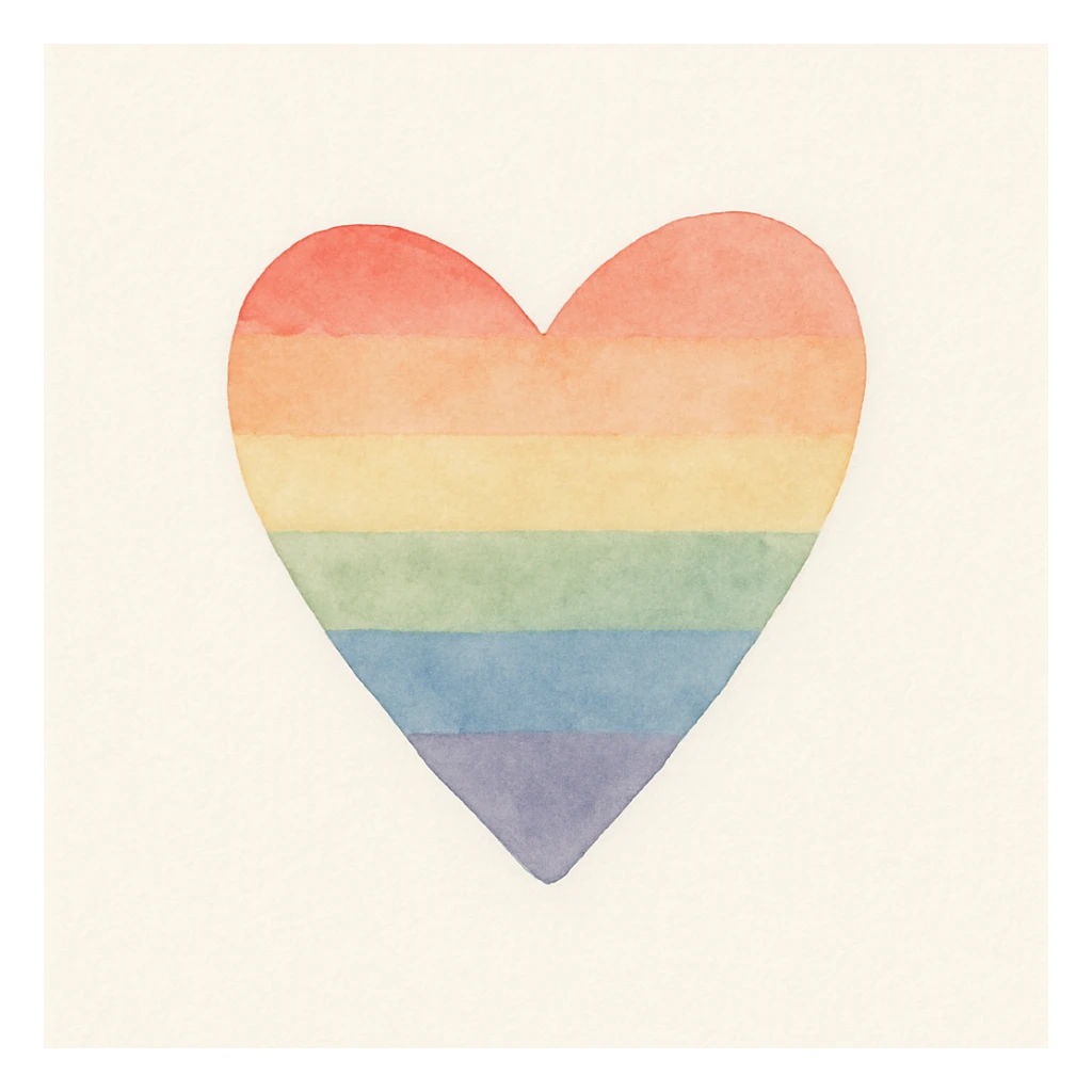 heart in rainbow pride colors, simple and bold, no text sticker