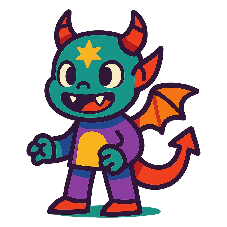 kid character that is 20% dragon, 60% alien, and 20% demon sticker