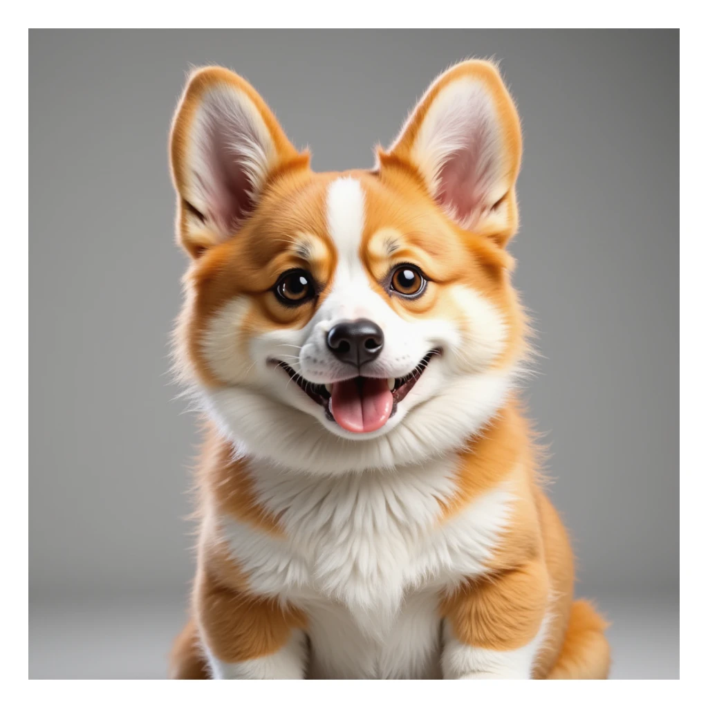 photorealistic handsome male corgi, friendly expression, fluffy fur sticker