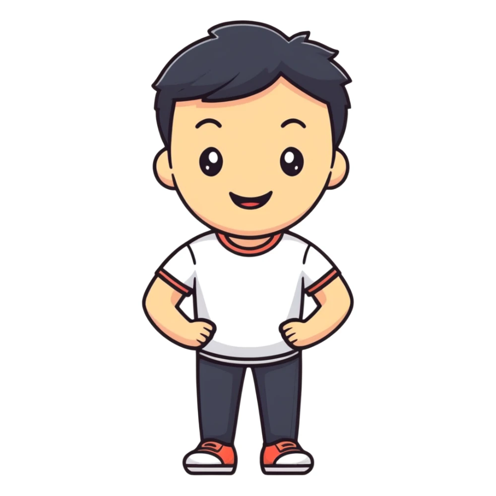 Friendly Korean man in casual clothes smiling sticker
