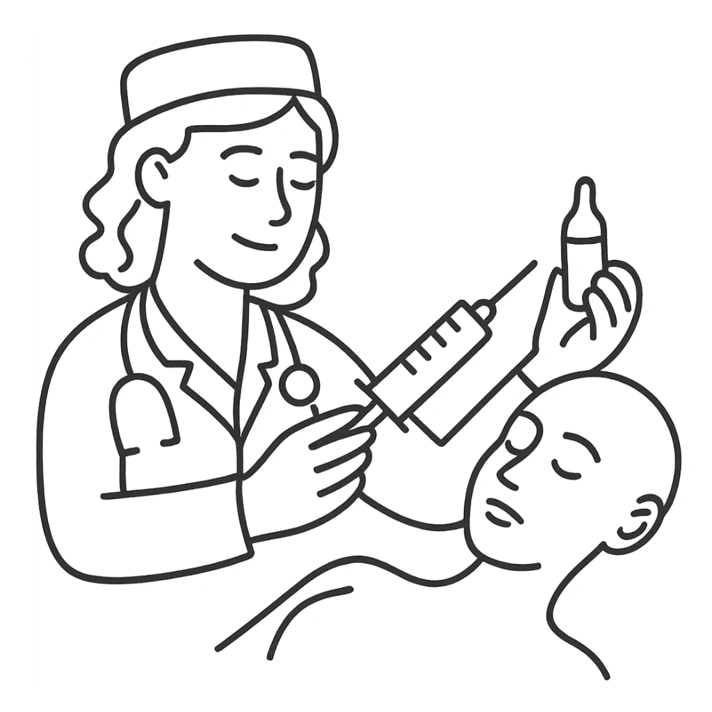 A female doctor who is doing PRP injections, add a patient sticker