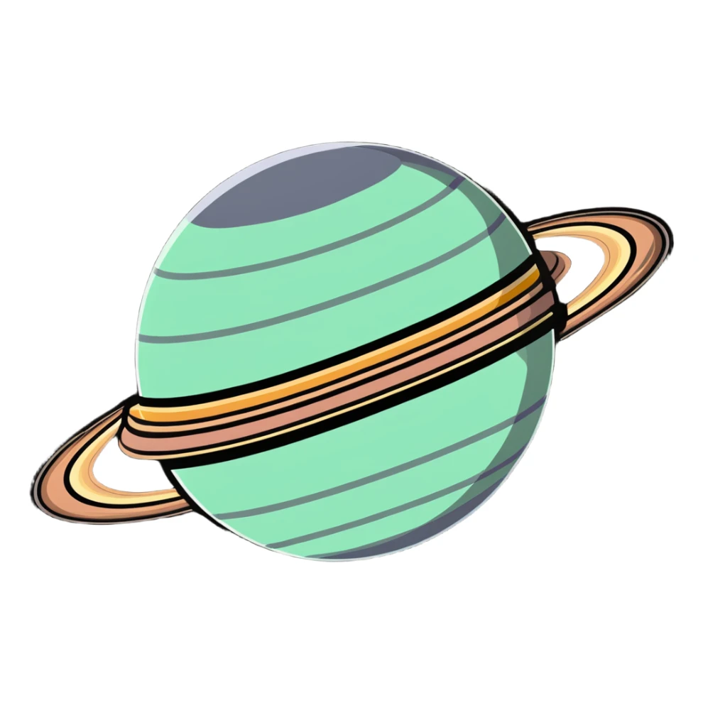 Saturn planet with a friendly face and visible rings sticker