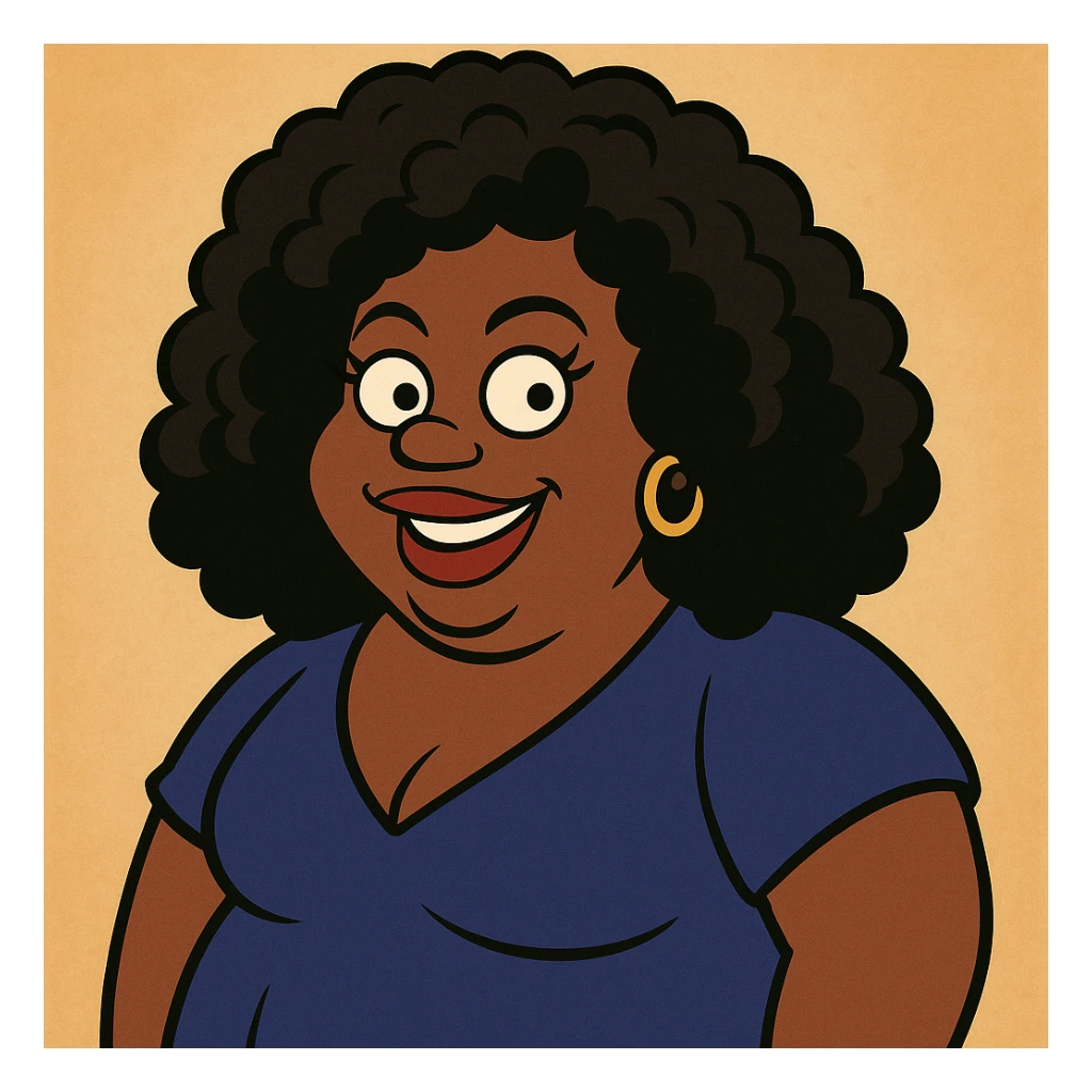 Nicole Byer as a cartoon character in a general illustration style sticker